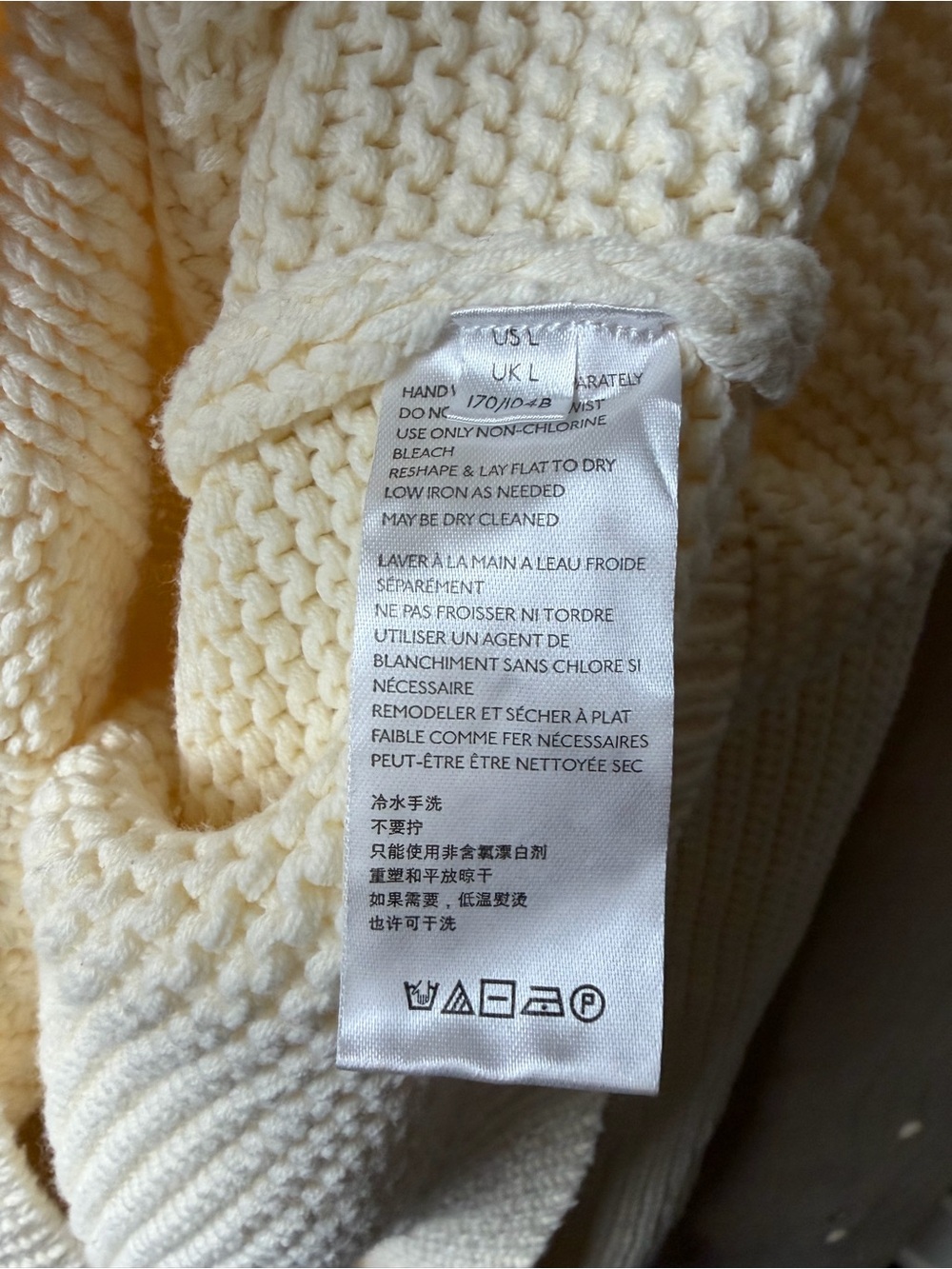 Free People Dream Cable Crewneck Sweater in Creamy Ivory Large - Picture 4 of 6